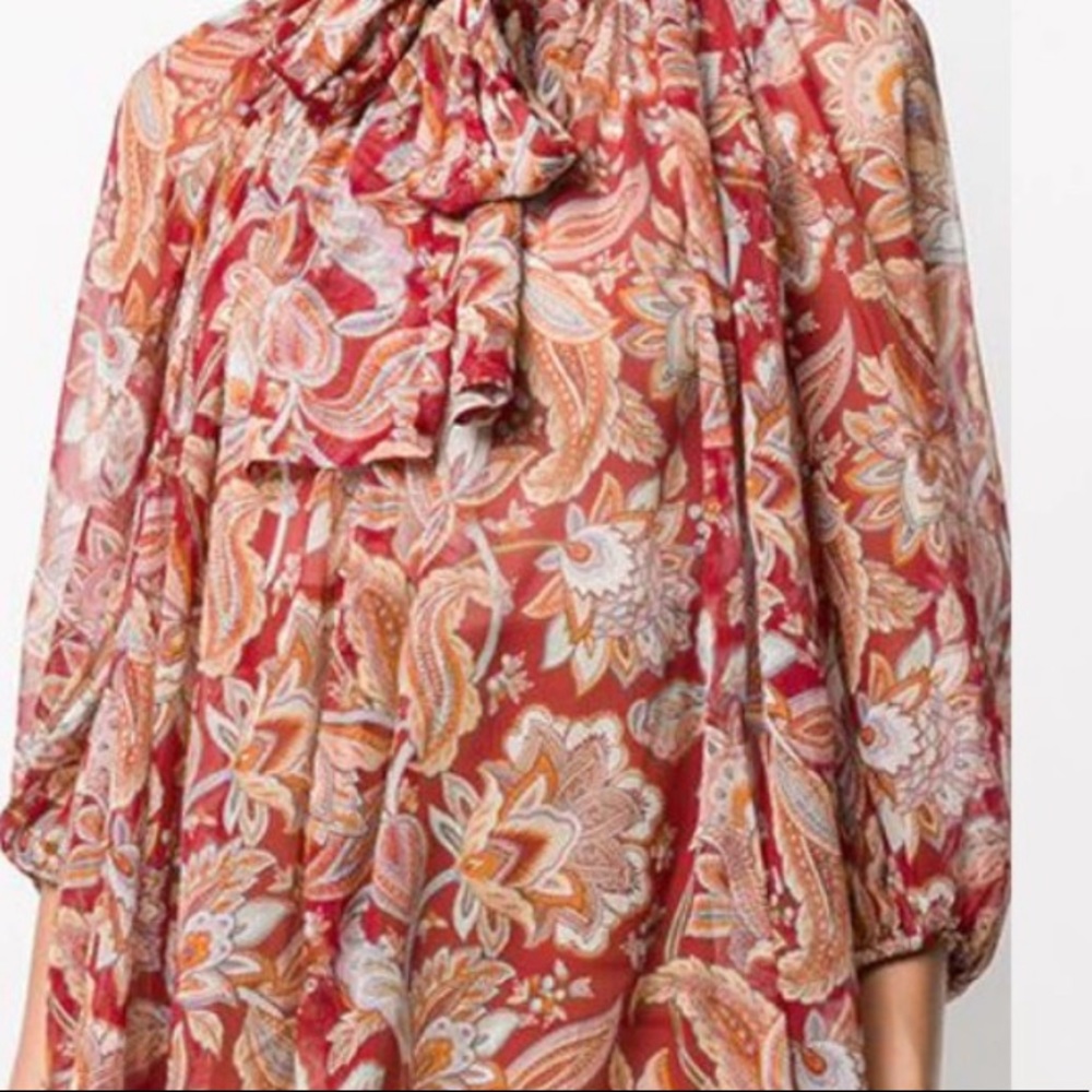 Zimmermann 100% Silk Ladybeetle Paisley Floral Tie-neck Blouse - Picture 7 of 7